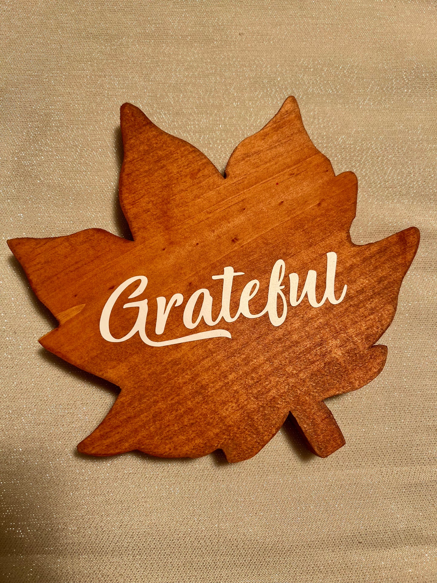 Grateful fall leaf