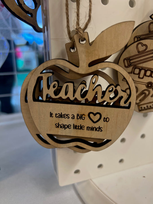 Teacher Big Heart Apple Ornament